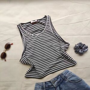Black and white striped croptop