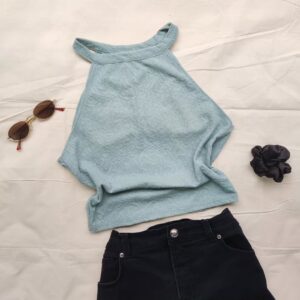 Sage green halter neck crop top